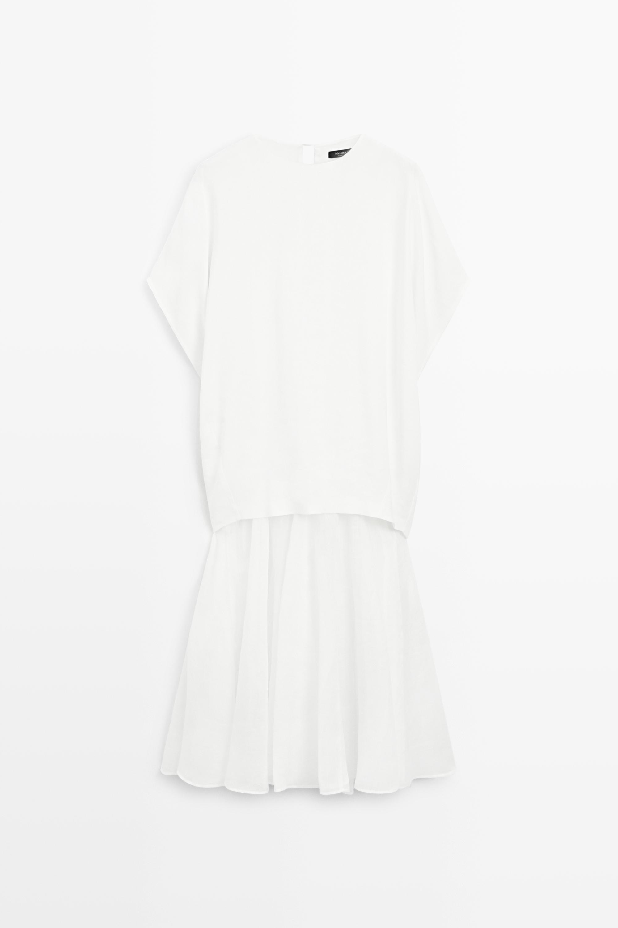 Combined linen-blend dress