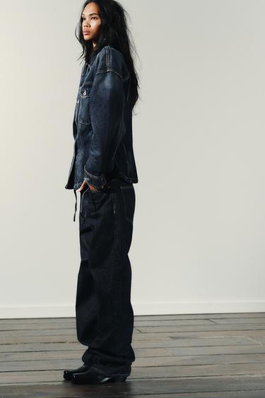 TRF STRAIGHT HIGH-WAIST JEANS WITH BELT LOOPS - Dark indigo by Zara - Image 2