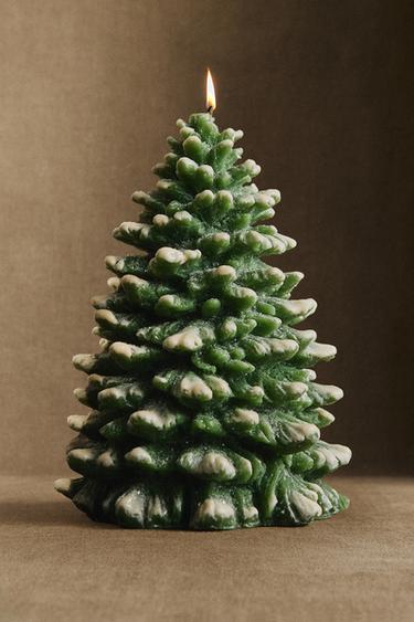 SNOWY CHRISTMAS FIR TREE CANDLE - Green by Zara - Image 4
