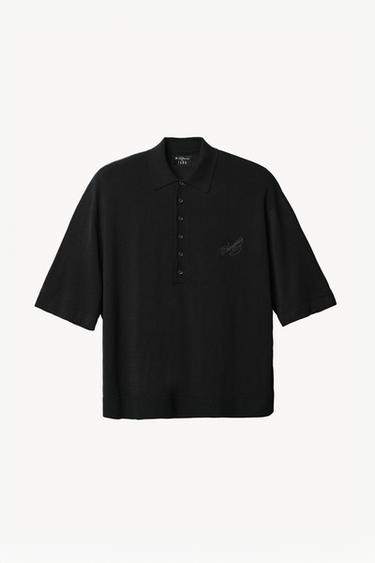 WILLY CHAVARRIA X ZARA 라이오셀 혼방 니트 폴로셔츠 - Zara의 블랙 - 이미지 0