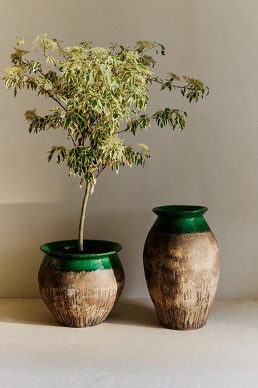 LARGE CERAMIC POT - Green by Zara