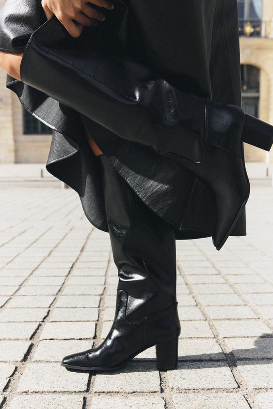 BOTTES À TALONS CARRÉS - Noir de Zara - Image 1