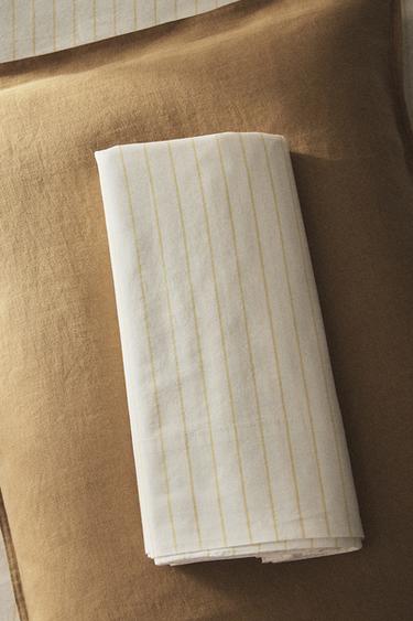 STRIPED WASHED COTTON DUVET COVER - Yellow by Zara
