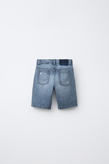 SHORT EN JEAN DÉCHIRÉ - Bleu moyen de Zara - Image 1