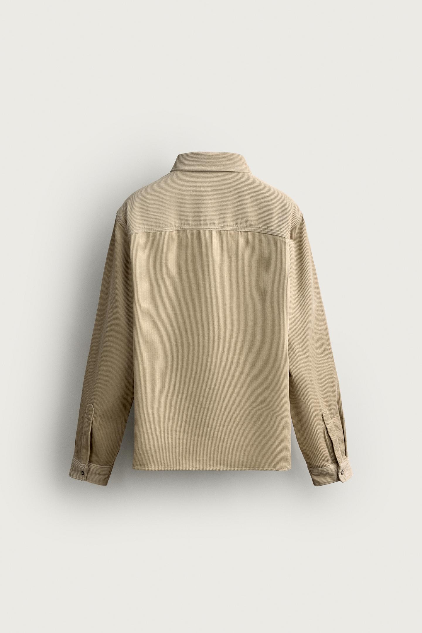 Мужская вельветовая рубашка-куртка Zara свободного кроя, цвет: Светлый песочный — фото 9