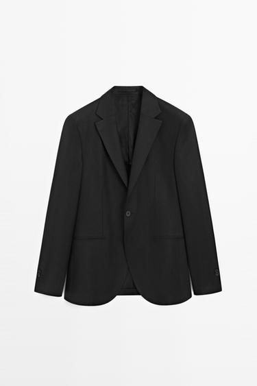 Zara Tailored fit 100% linen suit blazer - Black