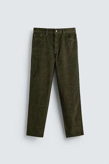 REGULAR FIT CORDUROY TROUSERS - Khaki by Zara