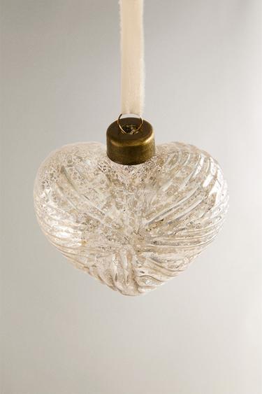 MERCURISED HEART CHRISTMAS TREE DECORATION - Silver by Zara - Image 1