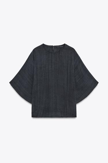 ZW COLLECTION SHORT SLEEVE TOP - Grey marl by Zara - Image 5