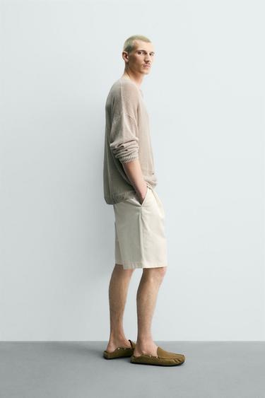 RELAXED FIT BERMUDA SHORTS WITH BELT - Oyster-white by Zara - Image 3