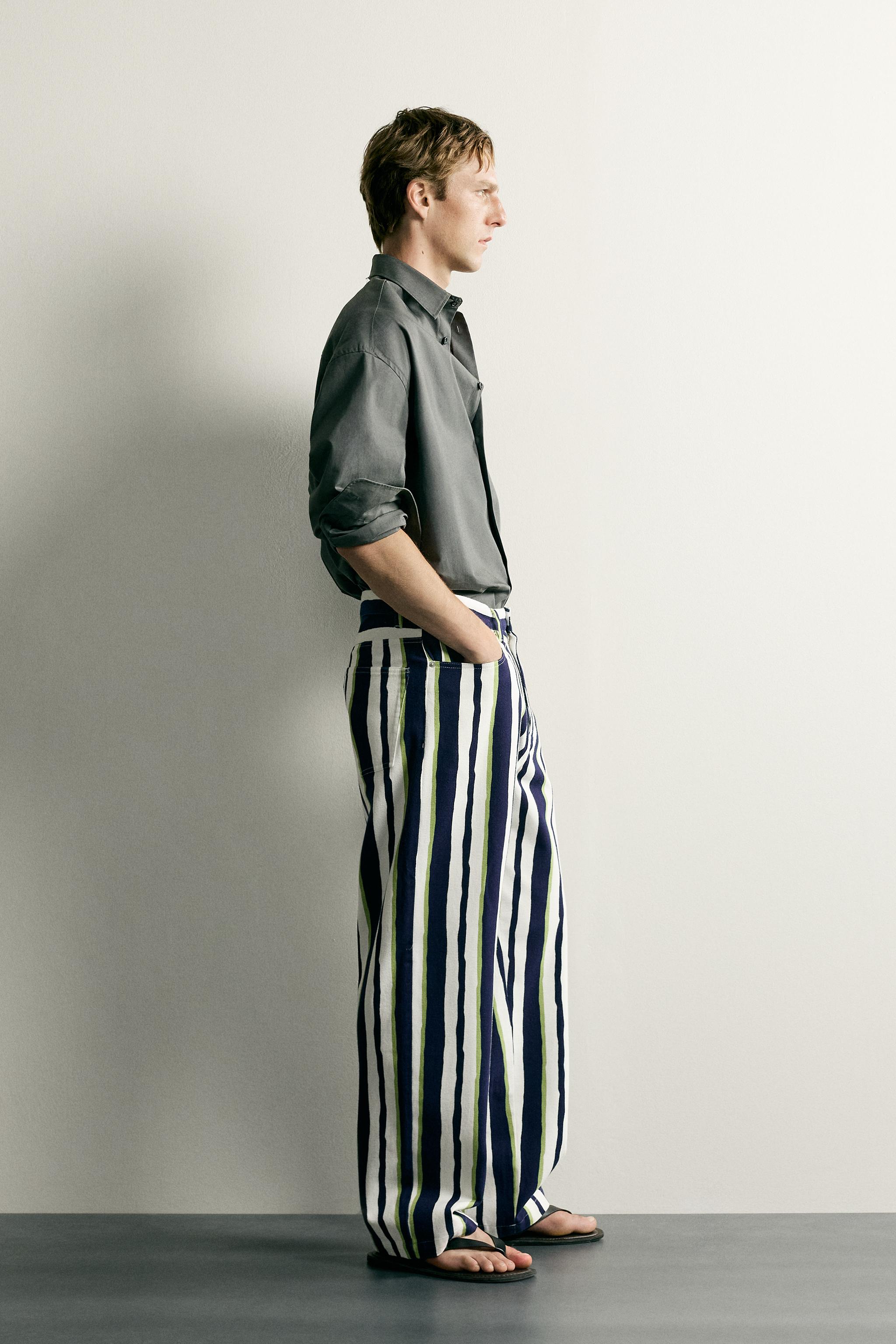 Zara ÇİZGİLİ STRAIGHT FIT PANTOLON görsel 4