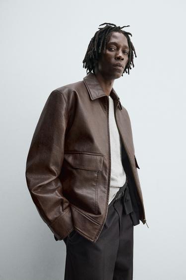SURCHEMISE MATIÈRE SYNTHÉTIQUE - Marron de Zara - Image 5