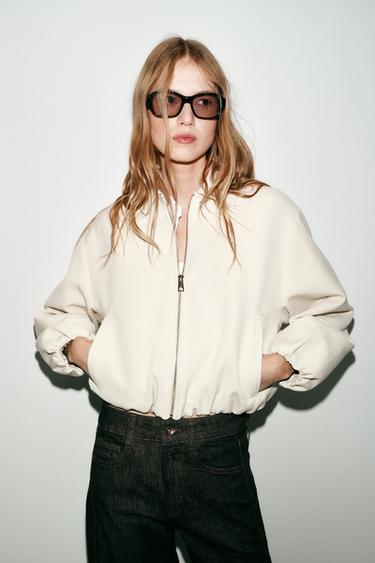 VESTE BALLON ZIPPÉE - Écru de Zara - Image 1