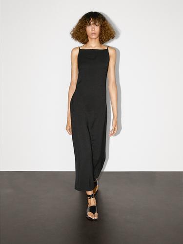 Vestido largo detalle pedrería - Negro de Zara