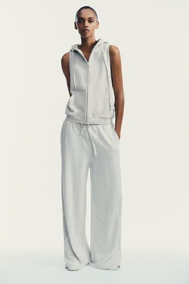 ЖИЛЕТ З КАПЮШОНОМ ІЗ ФЛІСУ - Сіро-глинястий Zara - Зображення 0