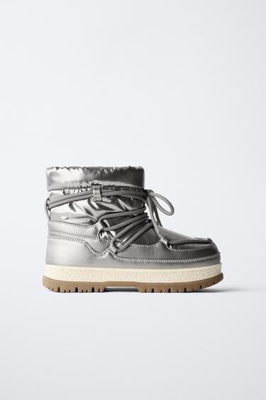Zaras METALLIC BOOTS - Silver