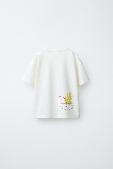 GEOMETRIC PRINT T-SHIRT - Ecru by Zara - Image 1