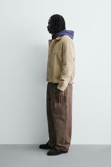 CROPPED FIT JACKET WITH CORDUROY COLLAR - Yellow by Zara - Image 3