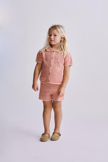 SHORT EN MAILLE À FLEURS - Rose corail de Zara - Image 5