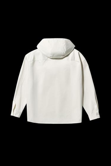 OVERSIZE FIT HOODED OVERSHIRT - White / Grey by Zara