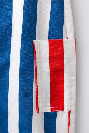 SALOPETTE À RAYURES COTON ET LIN - rouge/bleu marine de Zara - Image 3
