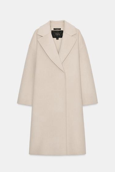MANTEAU OVERSIZE FOULARD MÉLANGE LAINE ZW COLLECTION - Écru de Zara - Image 4