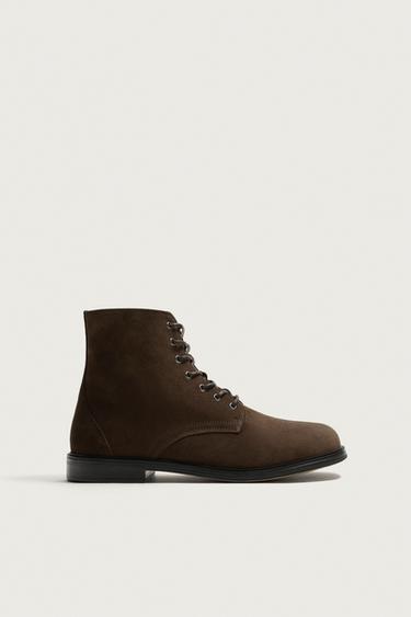 BOTA CORDONES PIEL - Marrón de Zara