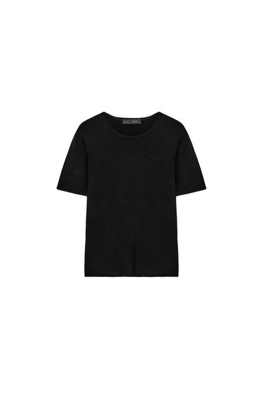 SHORT SLEEVE KNIT TOP - Black by Zara