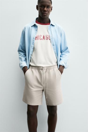 TEXTURED COMFORT BERMUDA SHORTS - Beige by Zara - Image 4