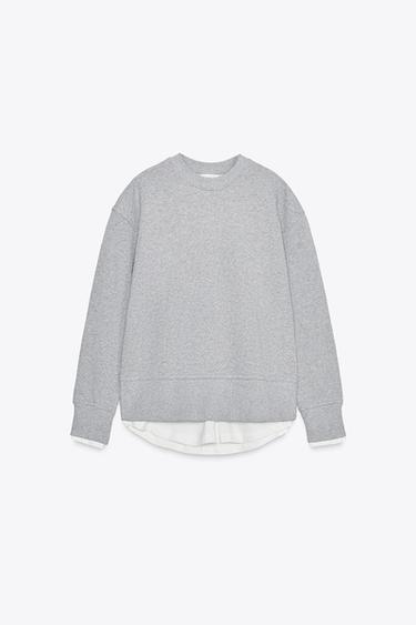 Zara 拼接絨布運動衫 - 斑紋灰色