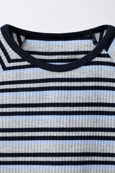 T-SHIRT RAYURES DOUBLE BAS - Bleu de Zara - Image 2