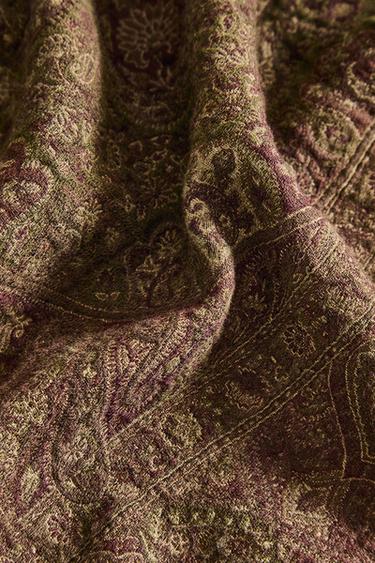 PAISLEY JACQUARD THROW - Green by Zara