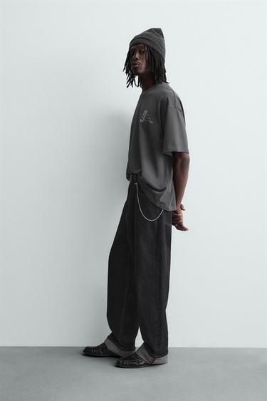 CONTRAST PRINT T-SHIRT - Faded blue by Zara - Image 3