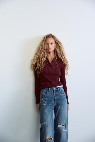 TOP POLO OCHOS - Burdeos oscuro de Zara