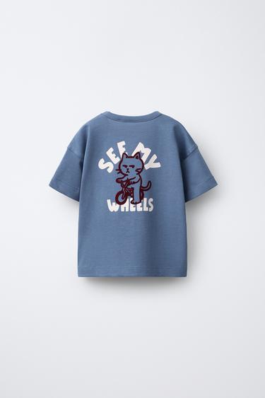 Zara ANIMAL PRINT T-SHIRT - Blue