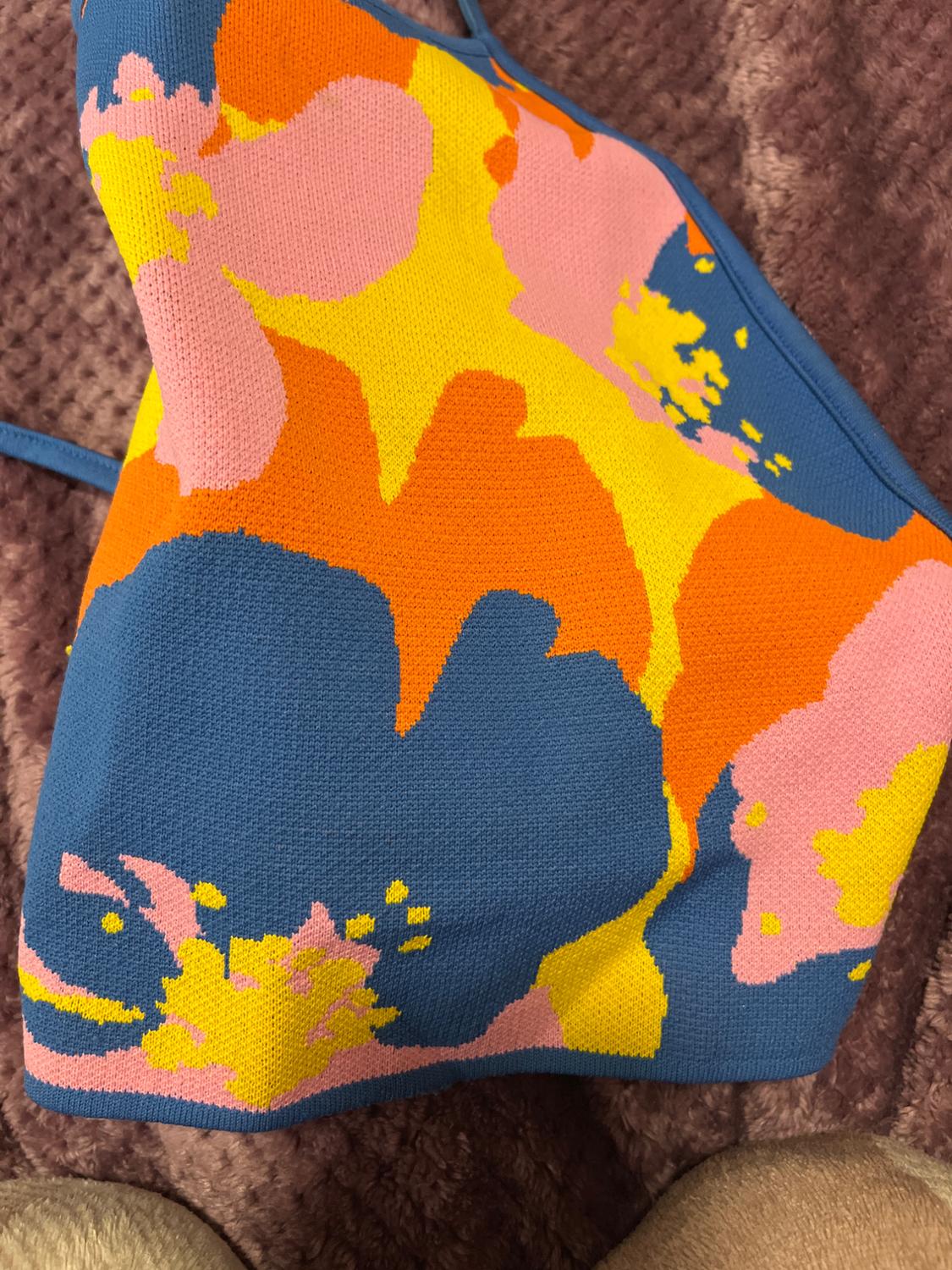 KNIT FLORAL CROP TOP - Image 3
