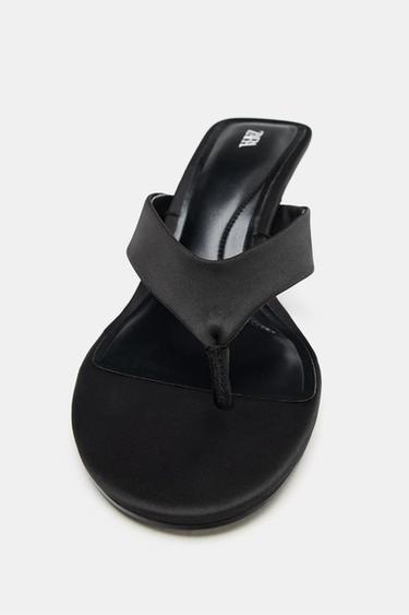 SANDALES À TALONS COMPENSÉS - Noir de Zara - Image 4