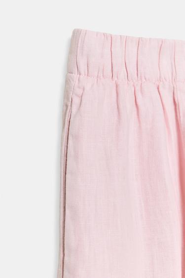 PANTALÓN BARREL LINO ZW COLLECTION - Malva claro de Zara