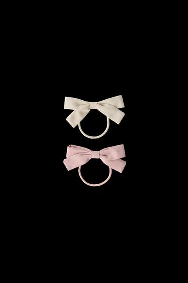 Zara TWO-PACK OF HAIR TIES WITH BOWS - Pink - Image 0