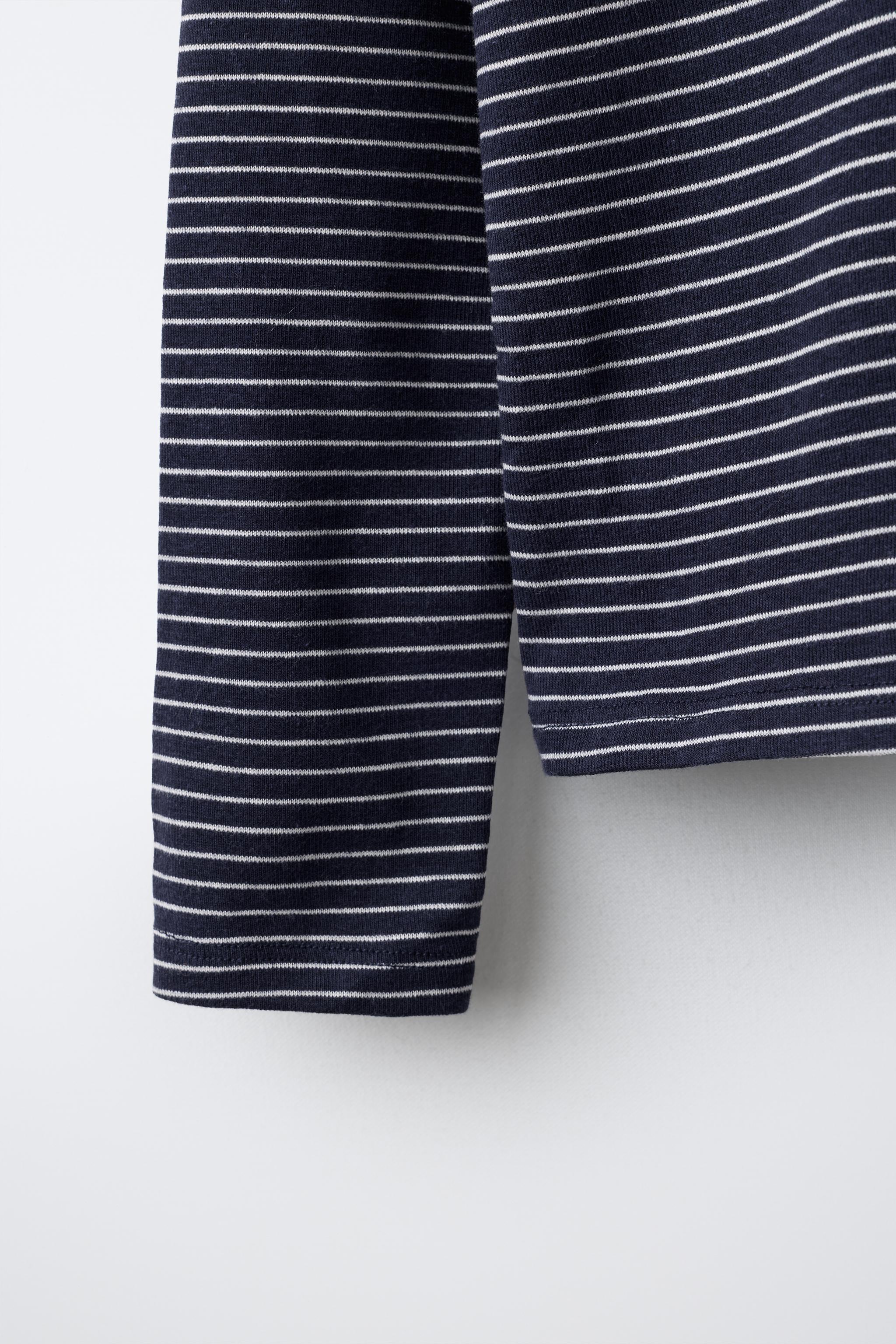 T-SHIRT RAYURES COL ROULÉ AVEC COTON ET MODAL