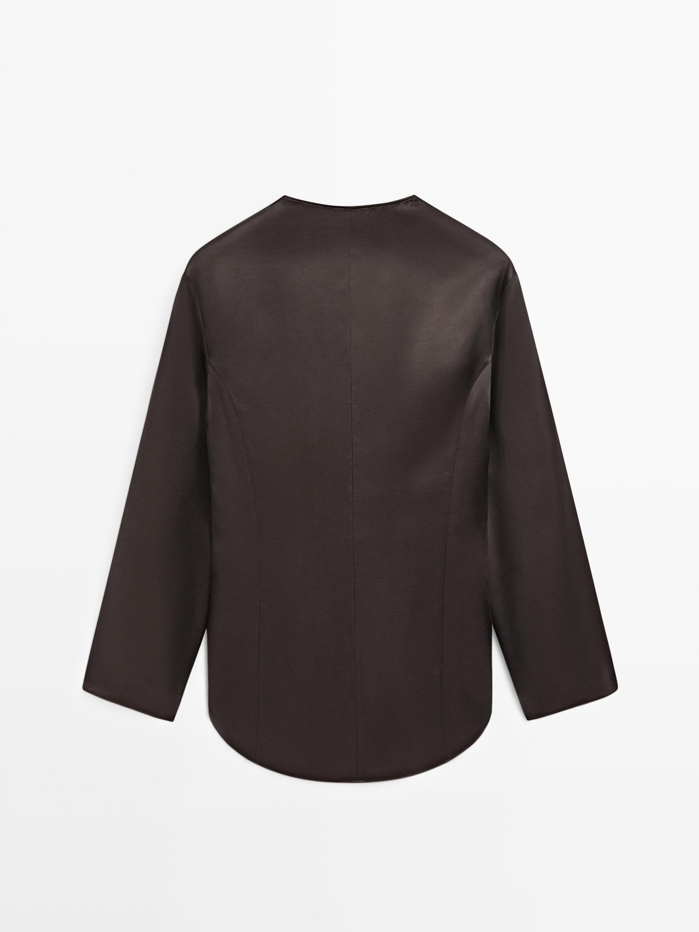 Satin blouse with neckline detail - LIMITED