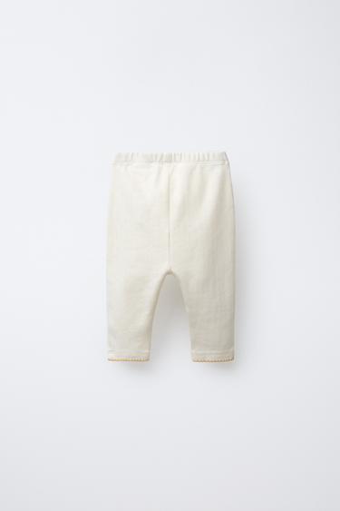 POINTELLE LACE TRIM LEGGINGS - Light ecru by Zara - Image 1