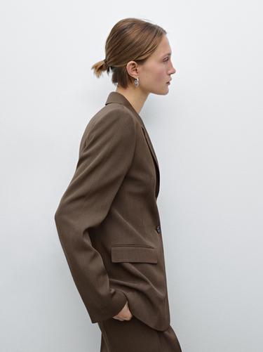 Americana entallada mezcla lana - Visón de Zara