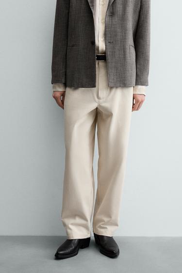 Zara RELAXED FIT CHINO PANTS - Oyster-white