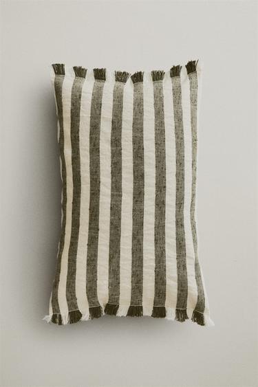 Zara STRIPED THROW PILLOW COVER - Greenish