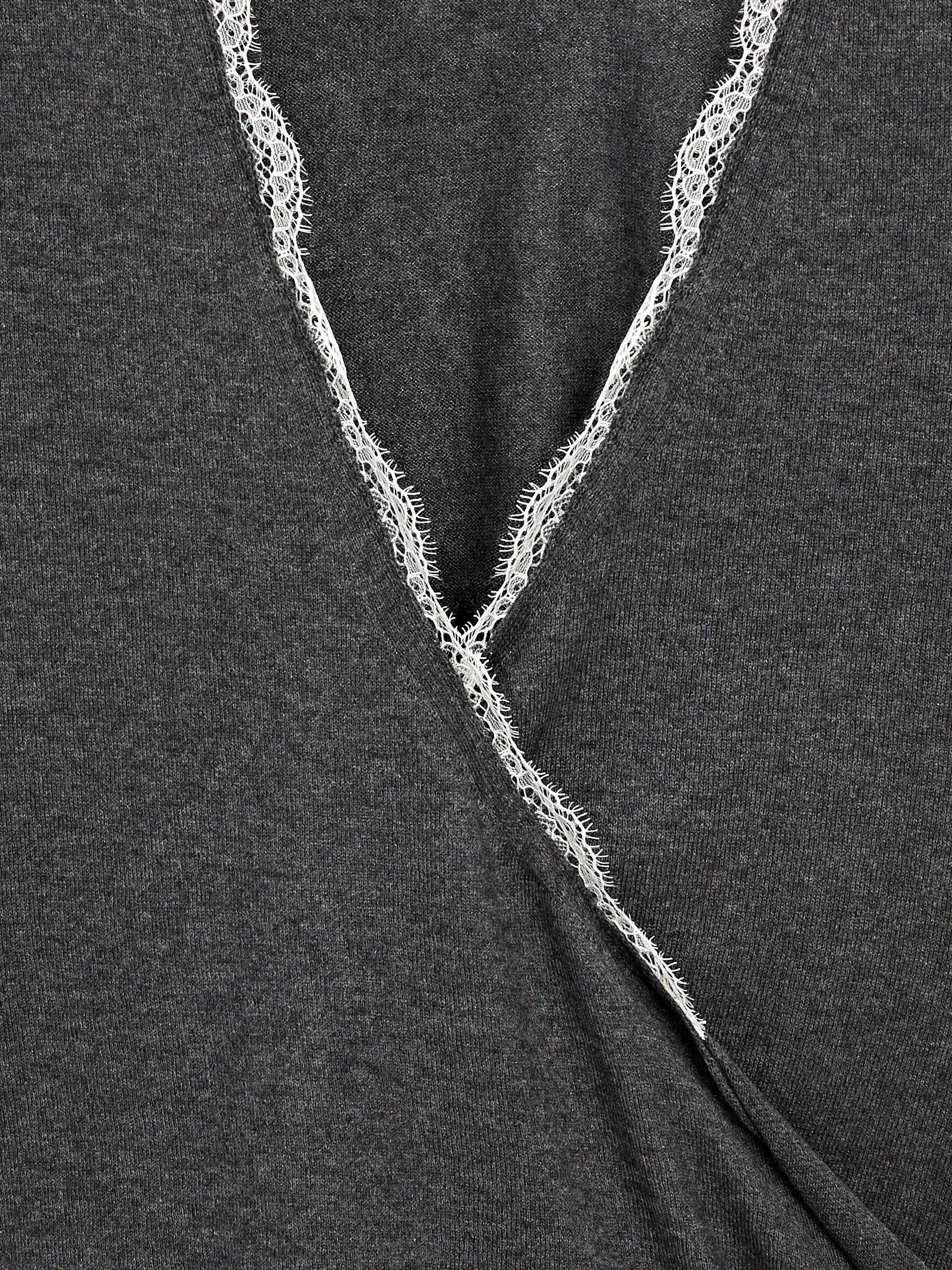 Knit wrap cardigan with lace detail