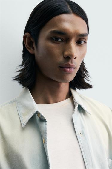 VINTAGE-EFFECT WASHED DENIM SHIRT - Light blue by Zara - Image 5