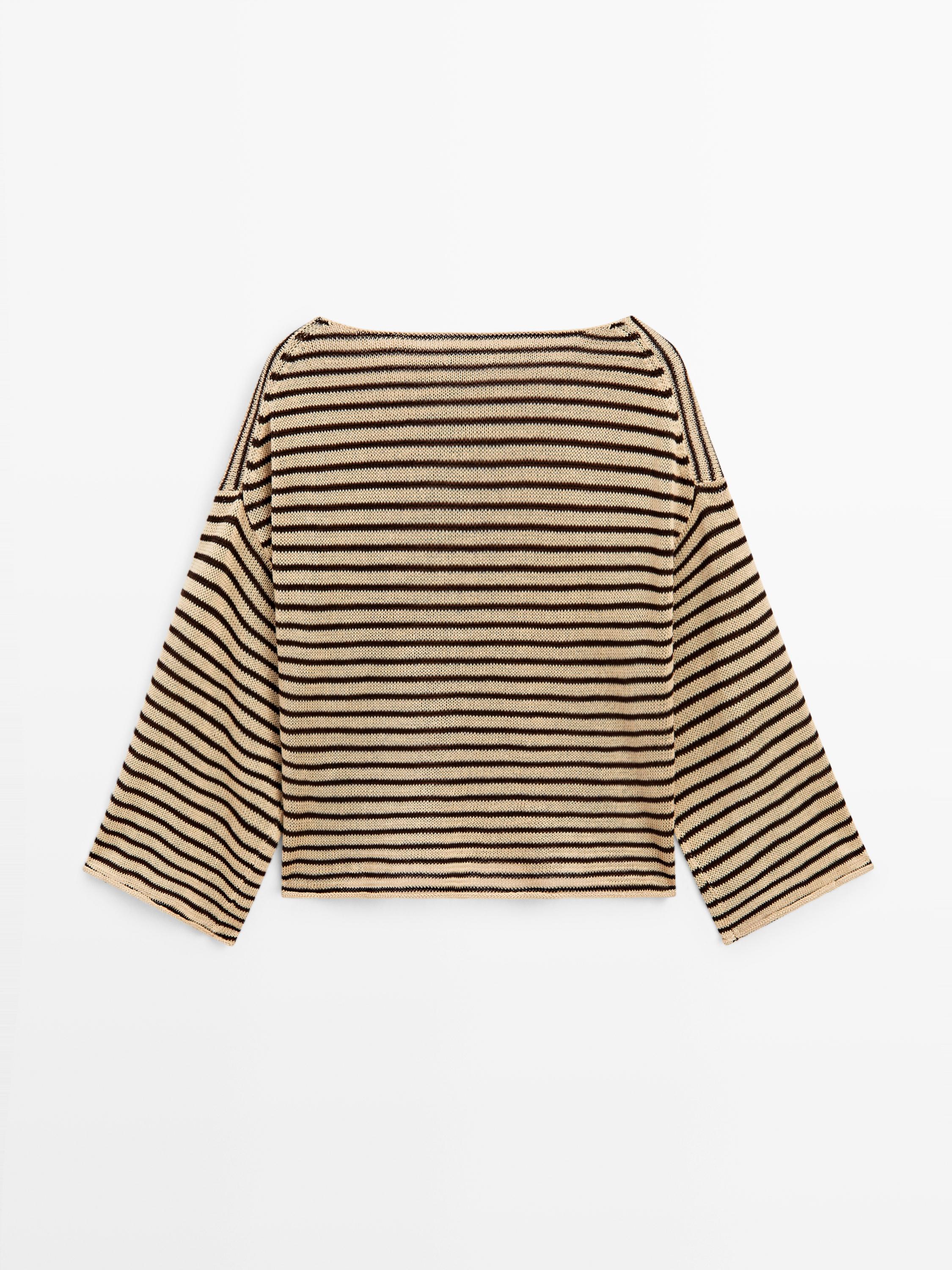 100% cotton striped knit sweater