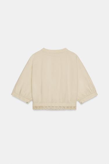 EMBROIDERED CROP SHIRT - Vanilla by Zara - Image 3