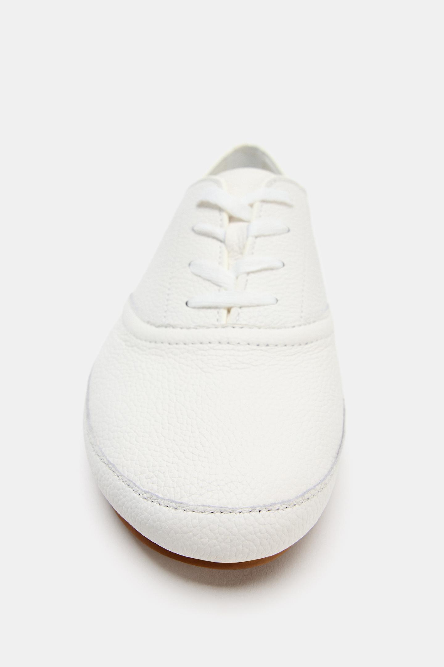 Женские кроссовки Zara Leather Derby, цвет: Белый — фото 5